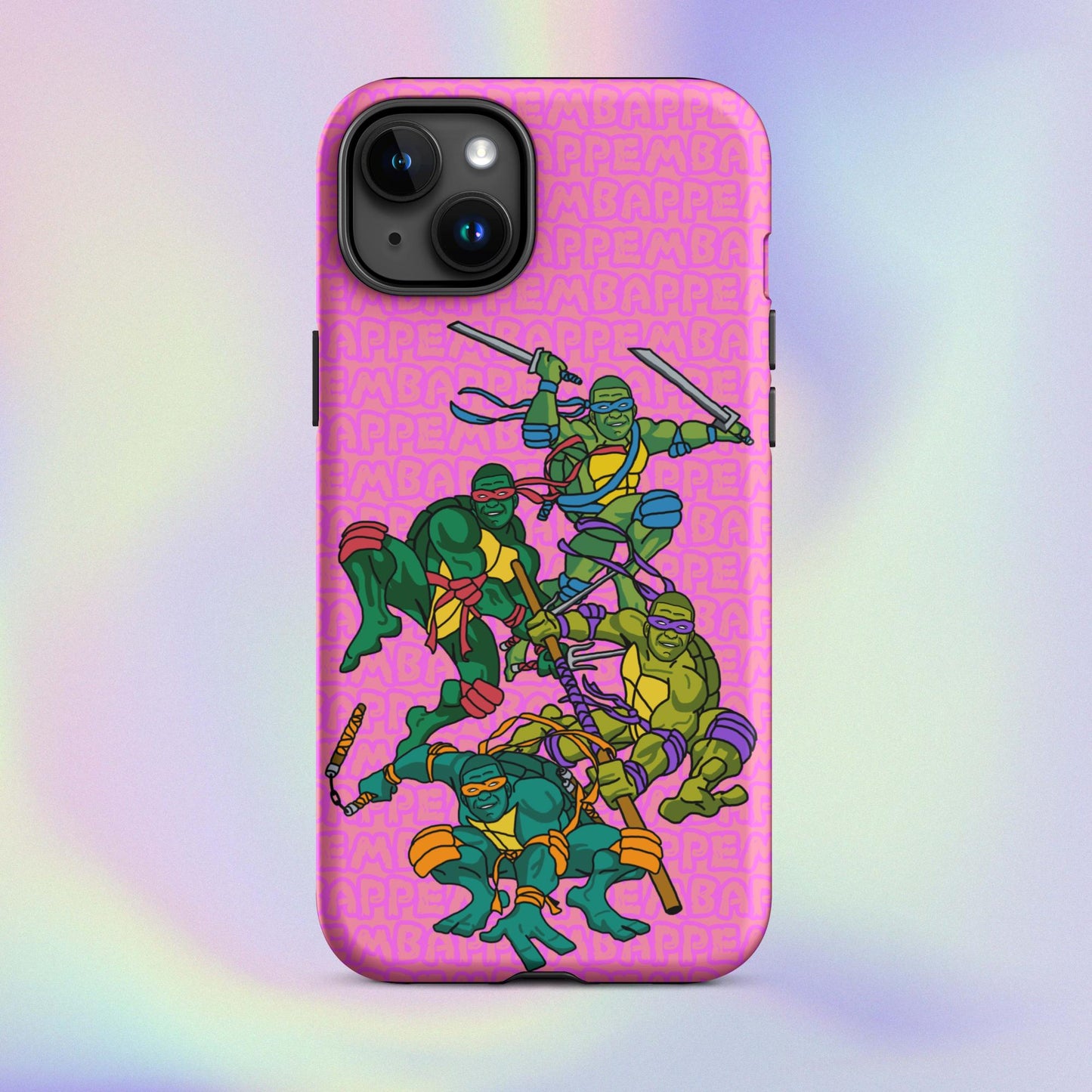 Kylian Mbappe Ninja Turtles funny football/ soccer meme Tough Case for iPhone® pink Matte iPhone 15 Plus Mobile Phone Cases Football Kylian Mbappe Ninja Turtles PSG Real Madrid Next Cult Brand