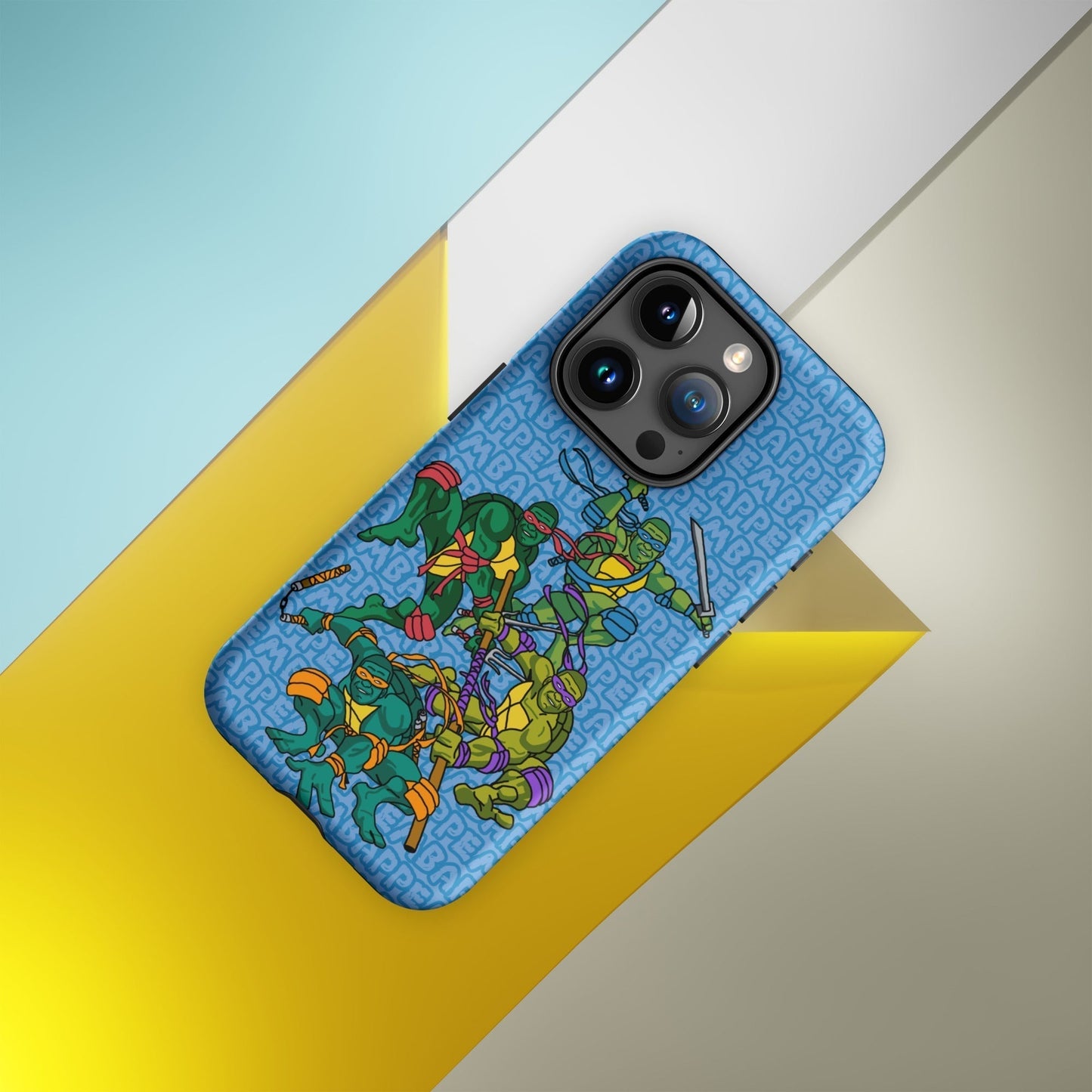 Kylian Mbappe Ninja Turtles funny football/ soccer meme Tough Case for iPhone® blue Matte iPhone 15 Pro Mobile Phone Cases Football Kylian Mbappe Ninja Turtles PSG Real Madrid Next Cult Brand