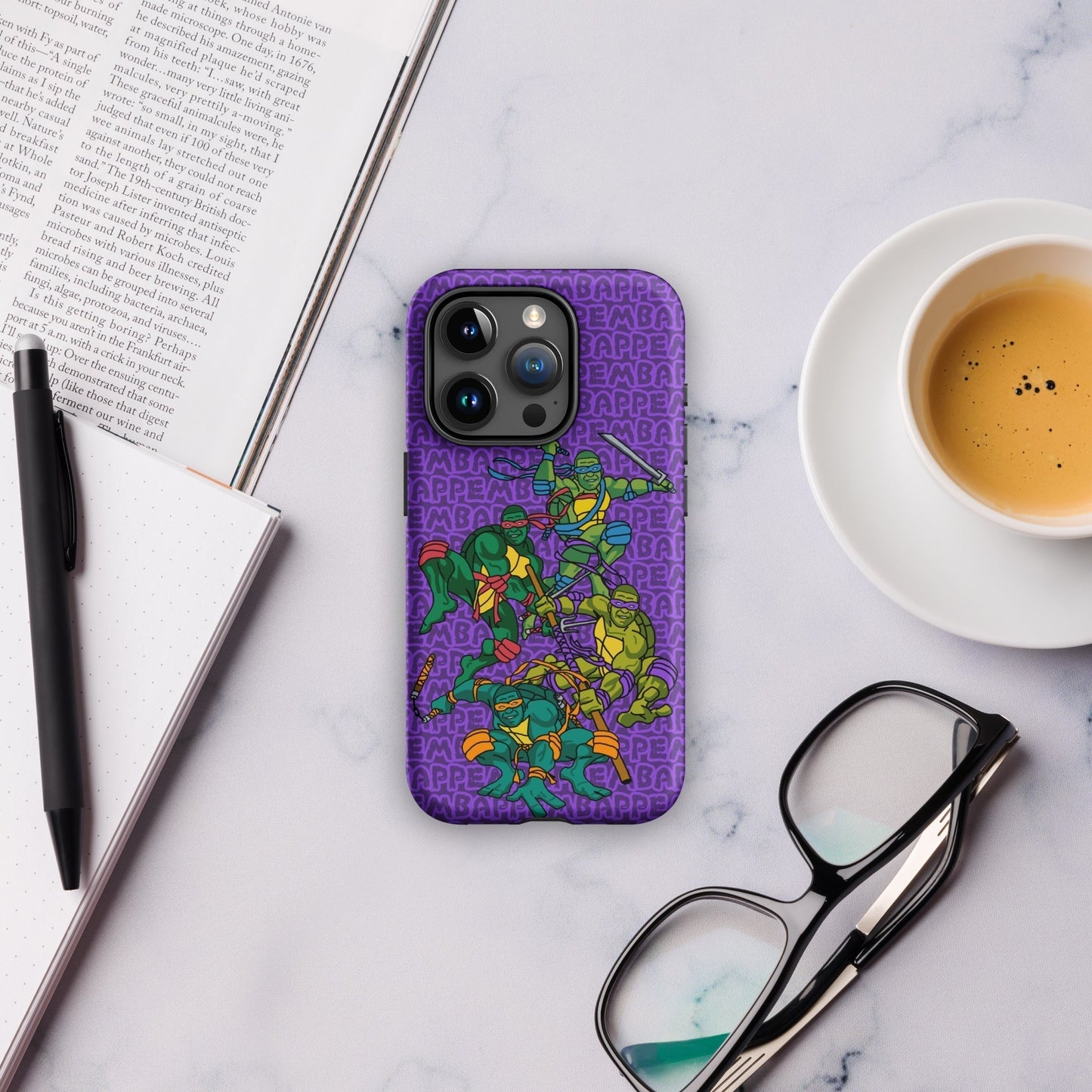 Kylian Mbappe Ninja Turtles funny football/ soccer meme Tough Case for iPhone® purple Matte iPhone 15 Pro Mobile Phone Cases Football Kylian Mbappe Ninja Turtles PSG Real Madrid Next Cult Brand