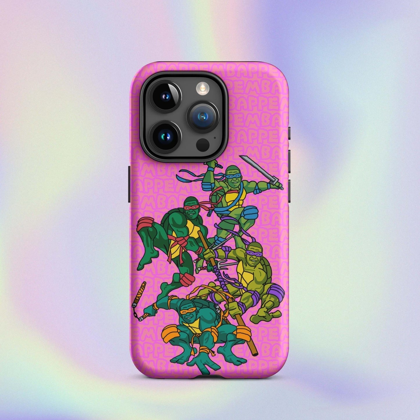 Kylian Mbappe Ninja Turtles funny football/ soccer meme Tough Case for iPhone® pink Matte iPhone 15 Pro Mobile Phone Cases Football Kylian Mbappe Ninja Turtles PSG Real Madrid Next Cult Brand