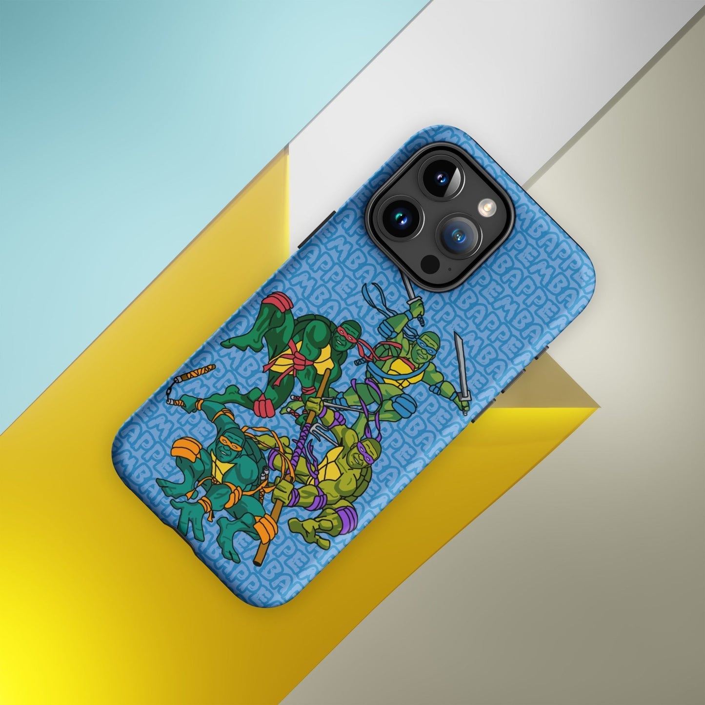 Kylian Mbappe Ninja Turtles funny football/ soccer meme Tough Case for iPhone® blue Matte iPhone 15 Pro Max Mobile Phone Cases Football Kylian Mbappe Ninja Turtles PSG Real Madrid Next Cult Brand