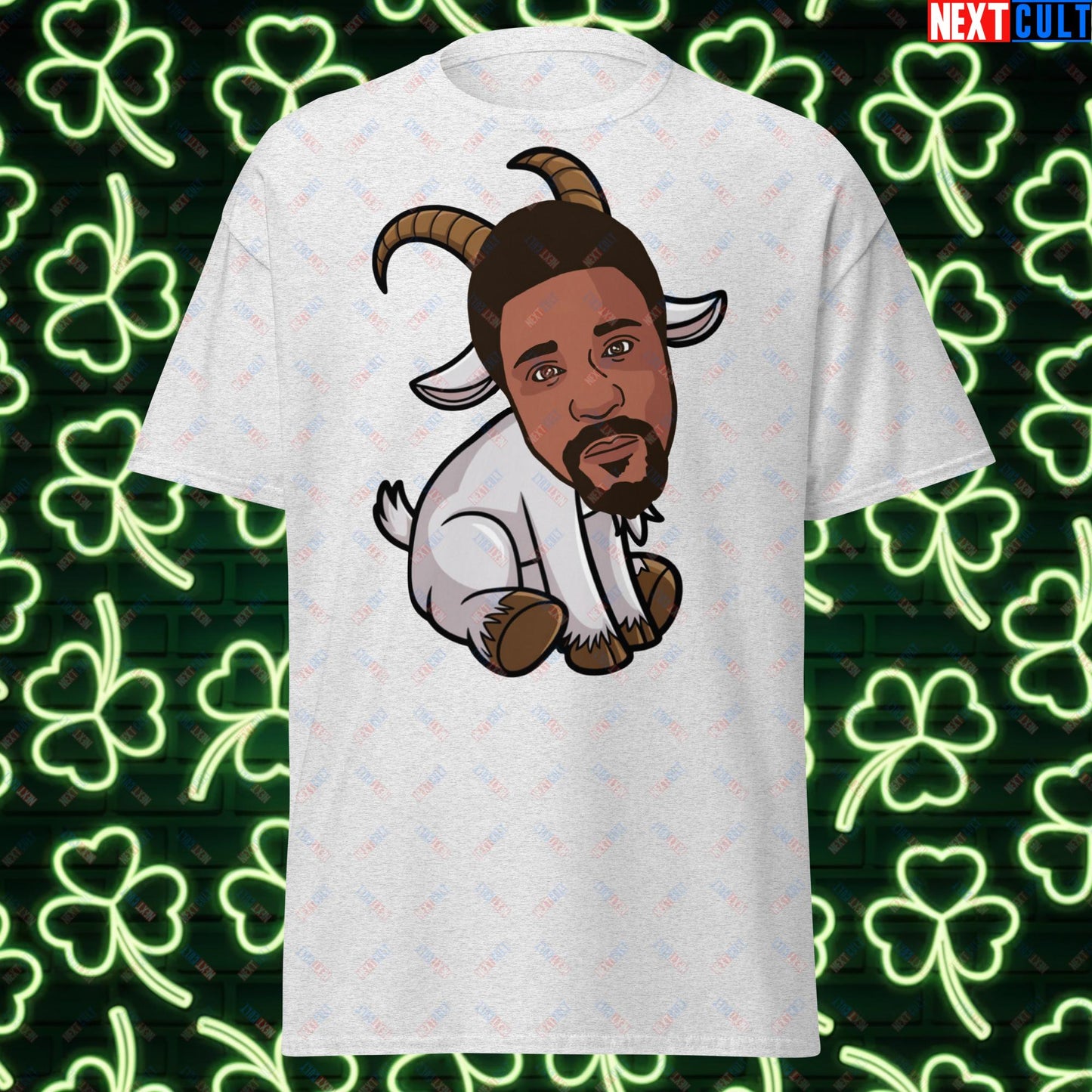 Bill Russell G.O.A.T. T-Shirt - Boston Celtics Basketball Meme Tee - Greatest of All Time Funny Cartoon Top for Basketball Fans - Perfect Gift for Celtics Supporters Ash T-shirts Basketball Bill Russell Boston Celtics G.O.A.T. NBA Next Cult Brand