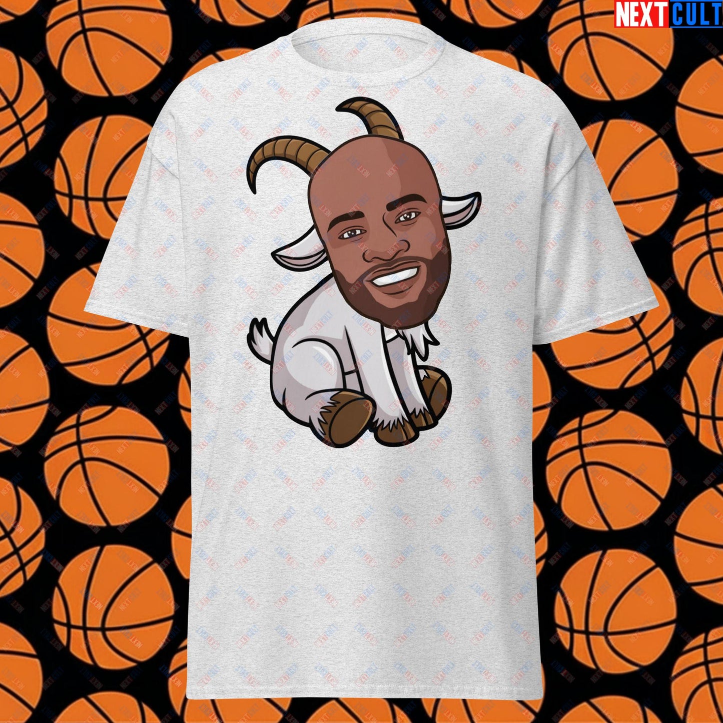 Vince Carter G.O.A.T. T-Shirt - Greatest of All Time Basketball Meme Tee - Funny Vince Carter Cartoon Top for Basketball Fans - Perfect Gift for GOAT Lovers Ash T-shirts Basketball G.O.A.T. NBA Toronto Raptors Vince Carter Next Cult Brand