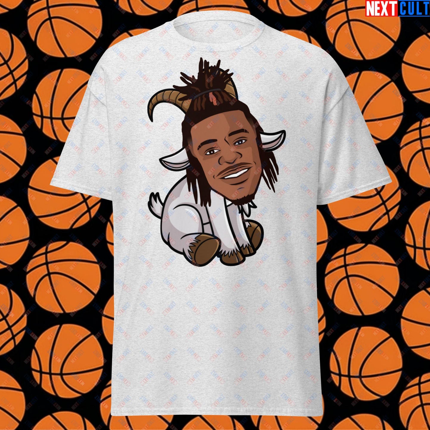 Ja Morant G.O.A.T. T-Shirt - Funny Basketball Meme Tee - Memphis Grizzlies GOAT Cartoon Design Casual Top - Perfect Gift for Basketball Fans Ash T-shirts Basketball G.O.A.T. Ja Morant Memphis Grizzlies NBA Next Cult Brand