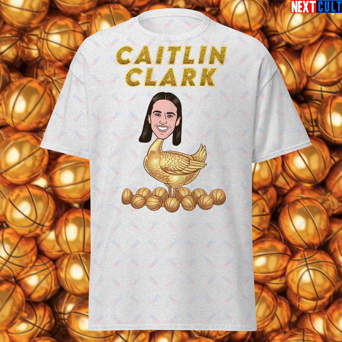 Caitlin Clark Golden Goose T-Shirt - Women's Basketball Meme Casual Top - Indiana Fever & WNBA Fan Gift - Funny Cartoon Tee for Basketball Lovers Ash T-shirts Basketball Caitlin Clark Indiana Fever WNBA Next Cult Brand
