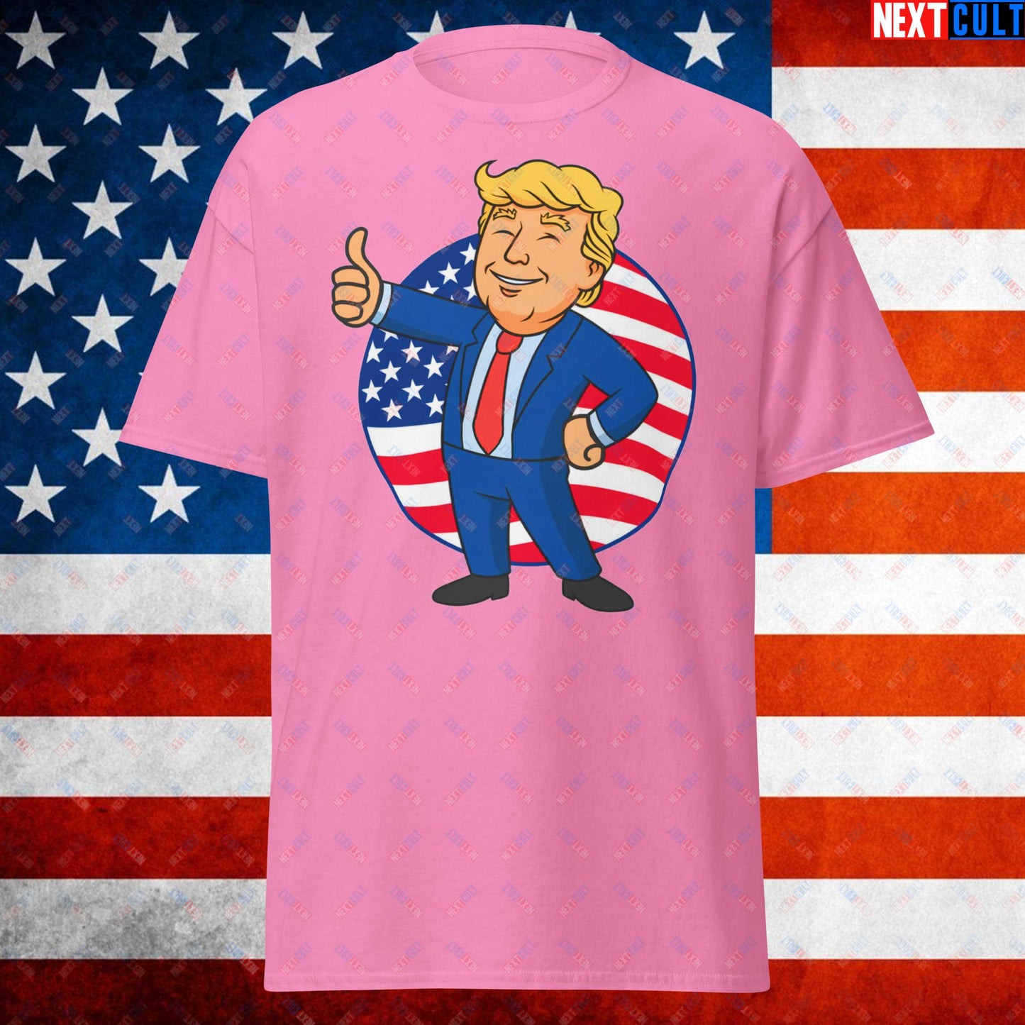 President Boy Donald Trump Politics Vault Boy Fallout Funny Meme Cartoon Mashup Unisex tee Azalea T-shirts Donald Trump Fallout Politics Republicans Vault Boy Next Cult Brand
