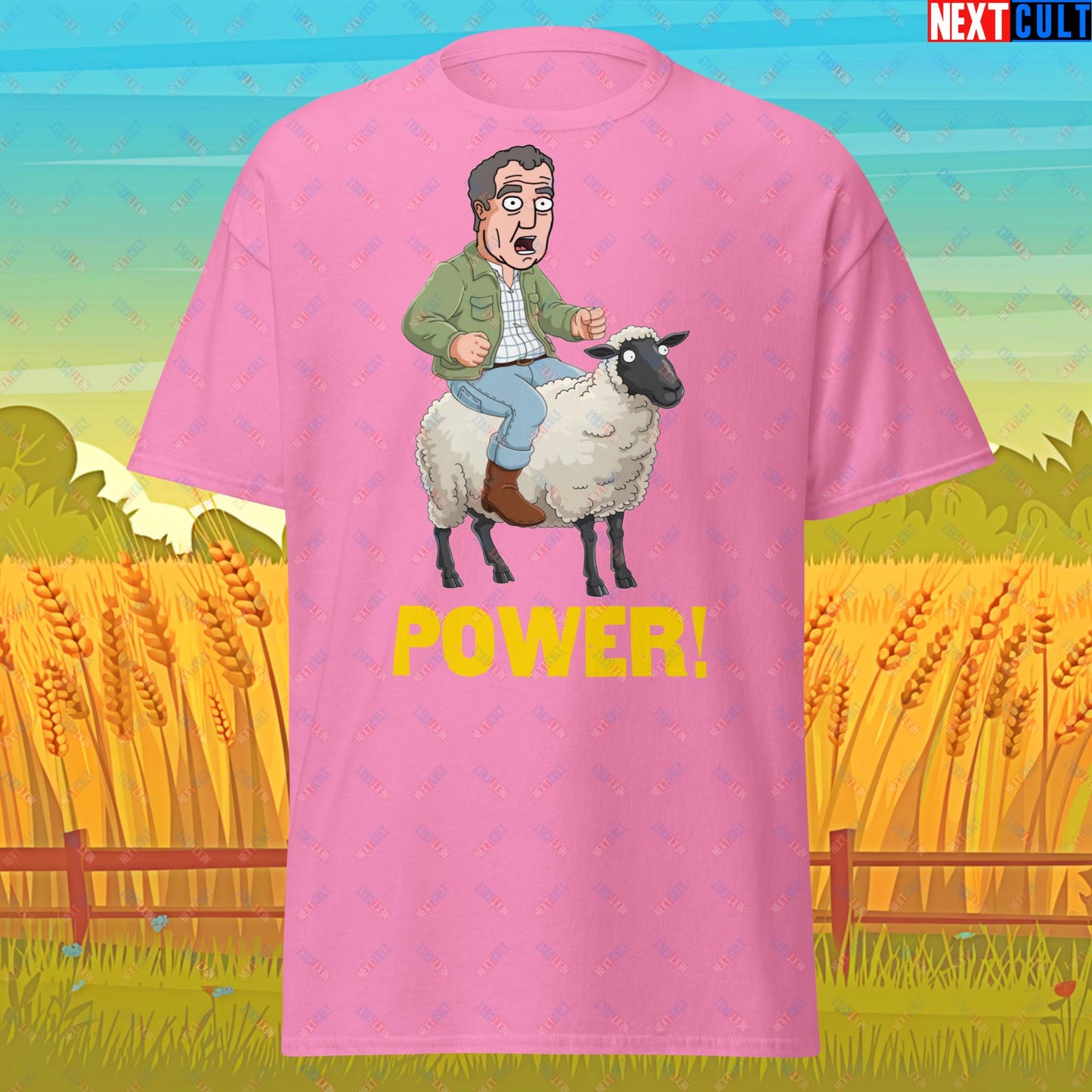Power Sheep Jeremy Clarkson's Farm Diddly Squat Grand Tour Top Gear Funny Meme Cartoon Unisex tee Azalea T-shirts Clarkson's Farm Grand Tour Jeremy Clarkson Top Gear TV Shows Next Cult Brand