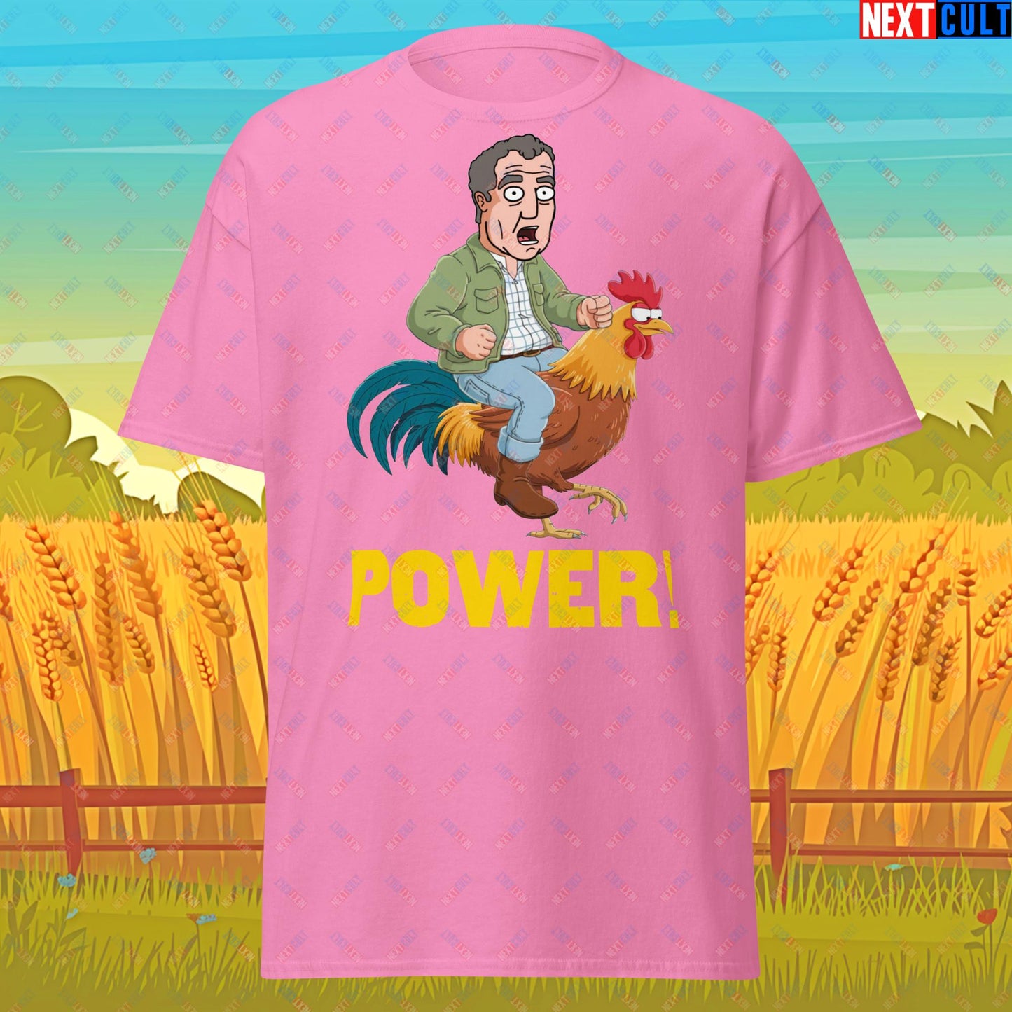 Power Rooster Chicken Farming Jeremy Clarkson's Farm Diddly Squat Grand Tour Top Gear Funny Meme Cartoon Unisex tee Azalea T-shirts Clarkson's Farm Grand Tour Jeremy Clarkson Top Gear TV Shows Next Cult Brand