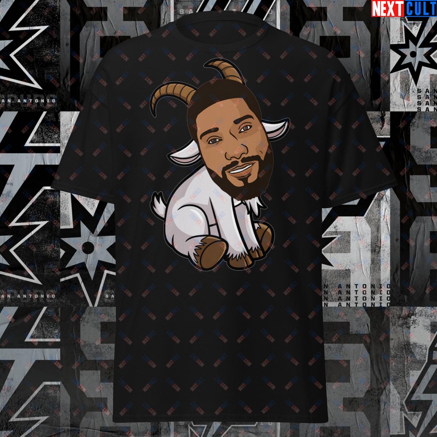 Tim Duncan G.O.A.T. T-Shirt - San Antonio Spurs Basketball Meme Tee - Greatest of All Time Funny Cartoon Top for Spurs Fans - Perfect Gift for Basketball Lovers Black T-shirts Basketball G.O.A.T. NBA San Antonio Spurs Tim Duncan Next Cult Brand