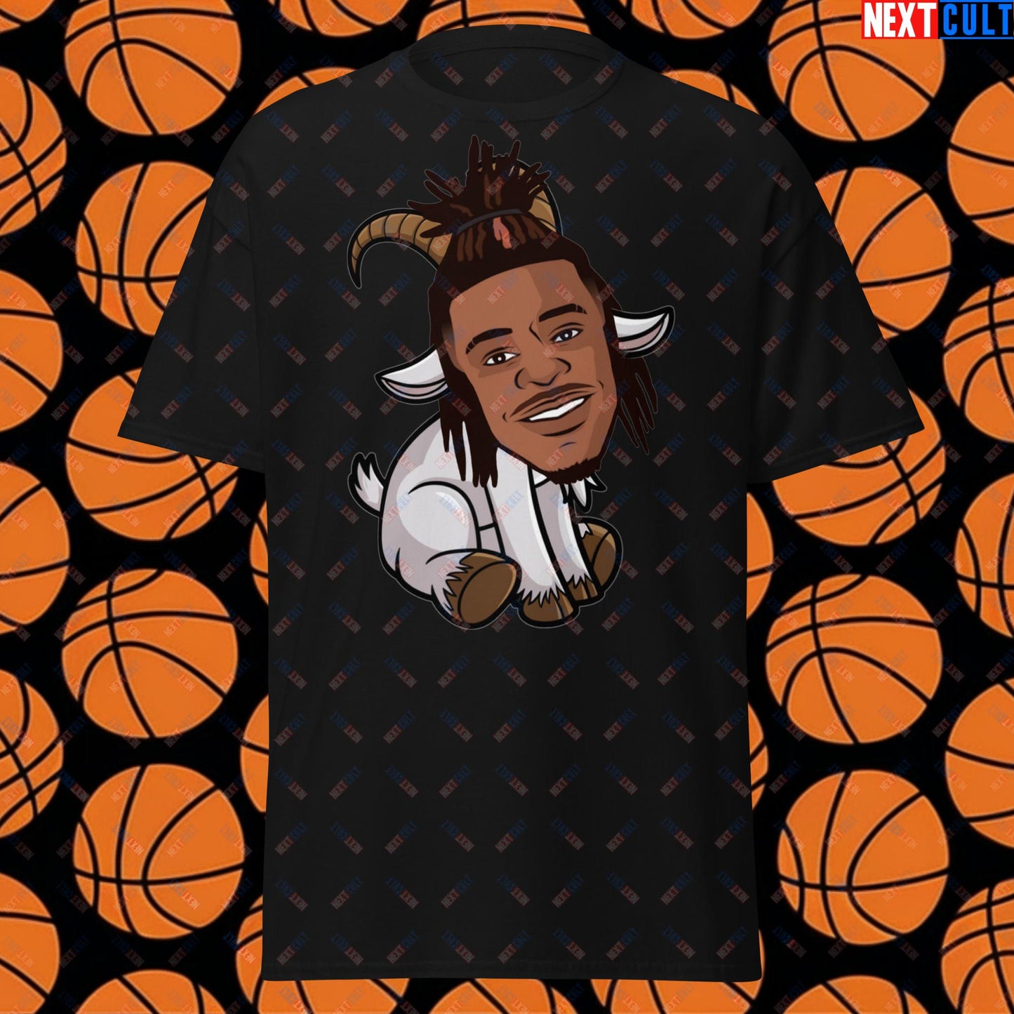 Ja Morant G.O.A.T. T-Shirt - Funny Basketball Meme Tee - Memphis Grizzlies GOAT Cartoon Design Casual Top - Perfect Gift for Basketball Fans Black T-shirts Basketball G.O.A.T. Ja Morant Memphis Grizzlies NBA Next Cult Brand