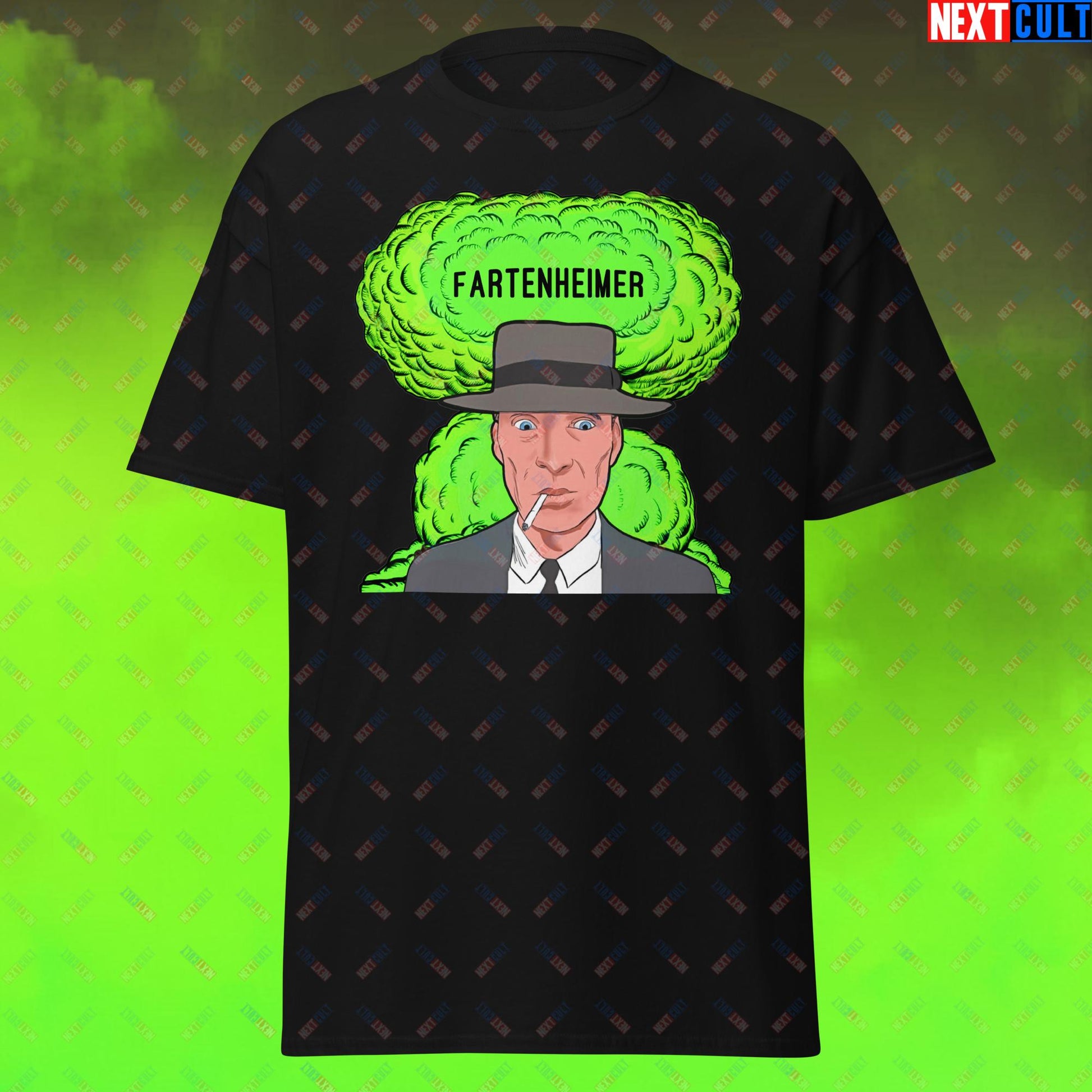 Fartenheimer T-Shirt - Funny Fart Meme Top Inspired by Oppenheimer & Nuclear Explosions - Toilet Humor Tee Featuring Cillian Murphy Parody - Perfect Gift for Meme Lovers Black T-shirts Cillian Murphy Movies Oppenheimer Next Cult Brand