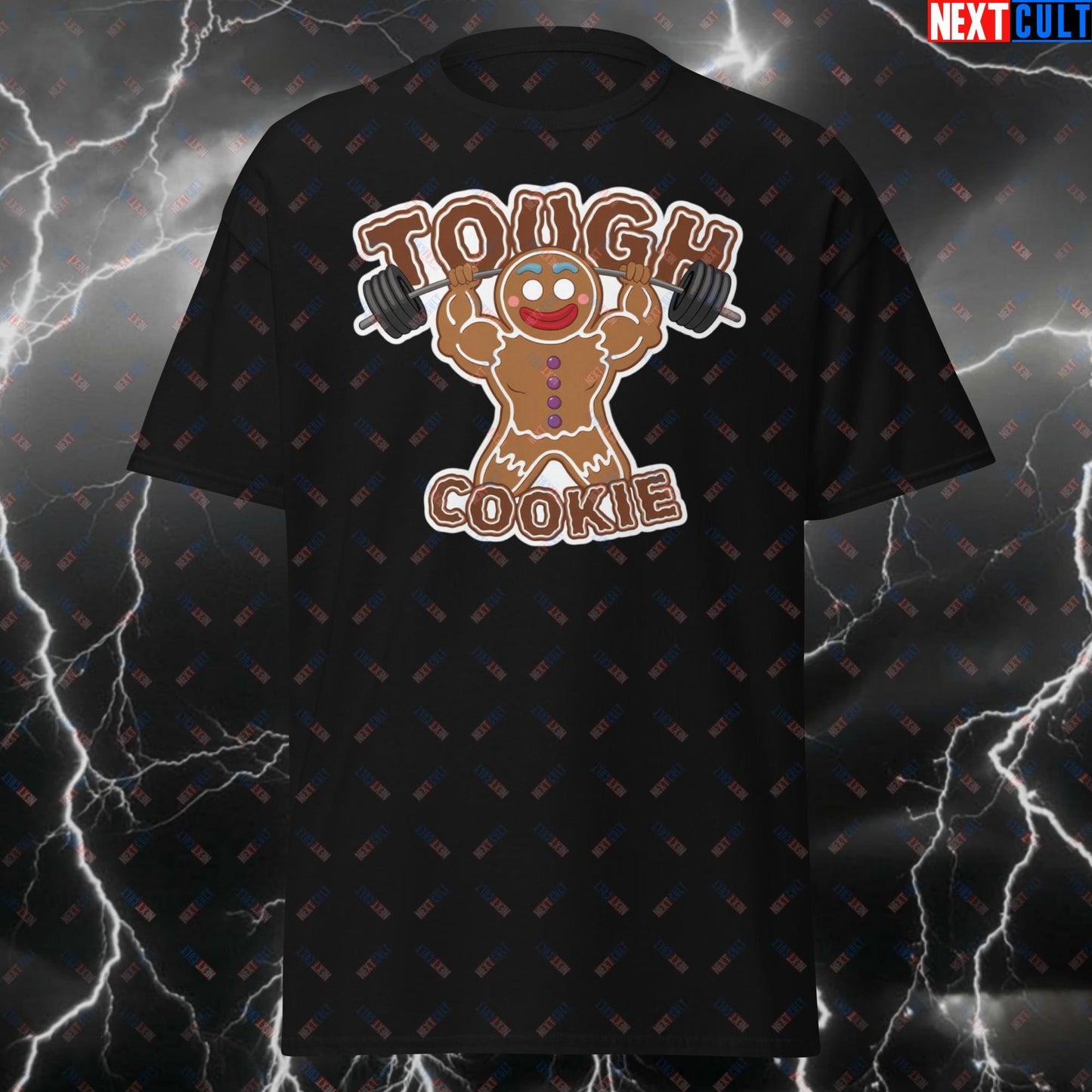 Tough Cookie Gym T-Shirt - Funny Gingerbread Weightlifting Tee for Lifters, Gym Bros & Fitness Gains - Meme Workout Tshirt T-shirts Bodybuilding Bulking Christmas Fast Food Films Fitness Gym Powerlifting Pump Cover Workout Next Cult Brand