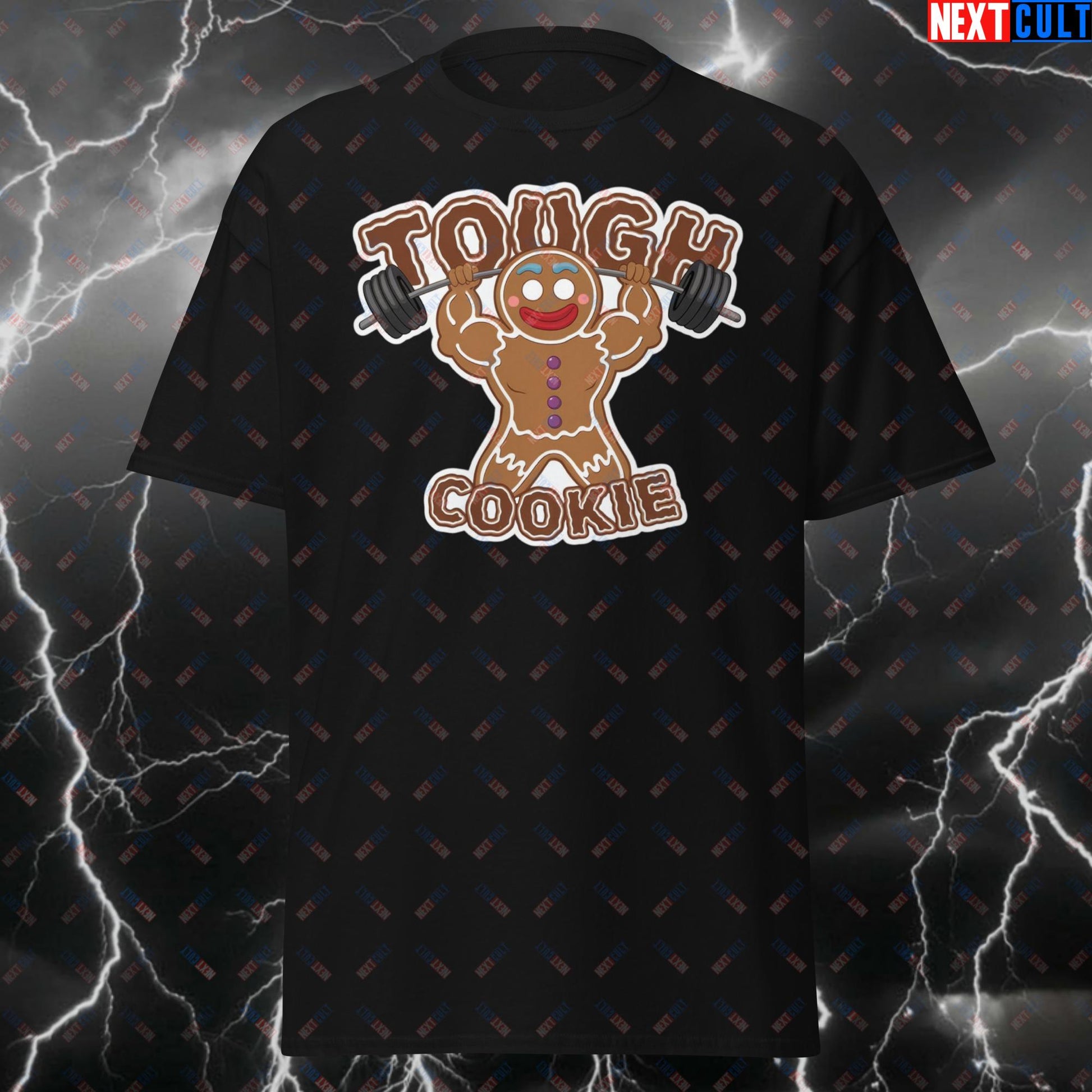Tough Cookie Gym T-Shirt - Funny Gingerbread Weightlifting Tee for Lifters, Gym Bros & Fitness Gains - Meme Workout Tshirt T-shirts Bodybuilding Bulking Christmas Fast Food Films Fitness Gym Powerlifting Pump Cover Workout Next Cult Brand