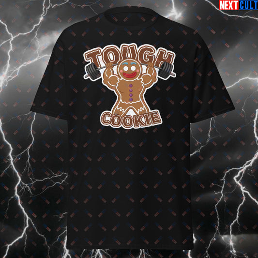 Tough Cookie Gym T-Shirt - Funny Gingerbread Weightlifting Tee for Lifters, Gym Bros & Fitness Gains - Meme Workout Tshirt T-shirts Bodybuilding Bulking Christmas Fast Food Films Fitness Gym Powerlifting Pump Cover Workout Next Cult Brand