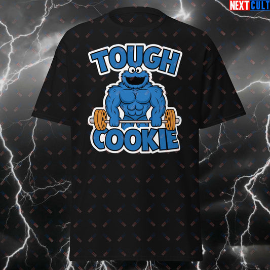 Tough Cookie Gym T-Shirt - Funny Workout Tee for Lifters & Gym Bros - Fitness Meme Tshirt for Weightlifting Gains T-shirts Bodybuilding Bulking Cookie Monster Fast Food Fitness Gym Powerlifting Pump Cover TV Workout Next Cult Brand