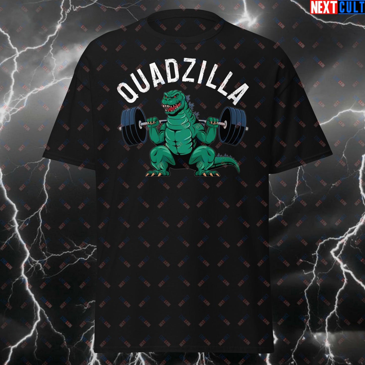 Quadzilla T-Shirt - Funny Massive Quads Gym Tee for Leg Day, Squatting & Lifting - Meme Workout Shirt for Lifters & Gym Bros T-shirts Bodybuilding Fitness Gym Leg Day Powerlifting Pump Cover Workout Next Cult Brand