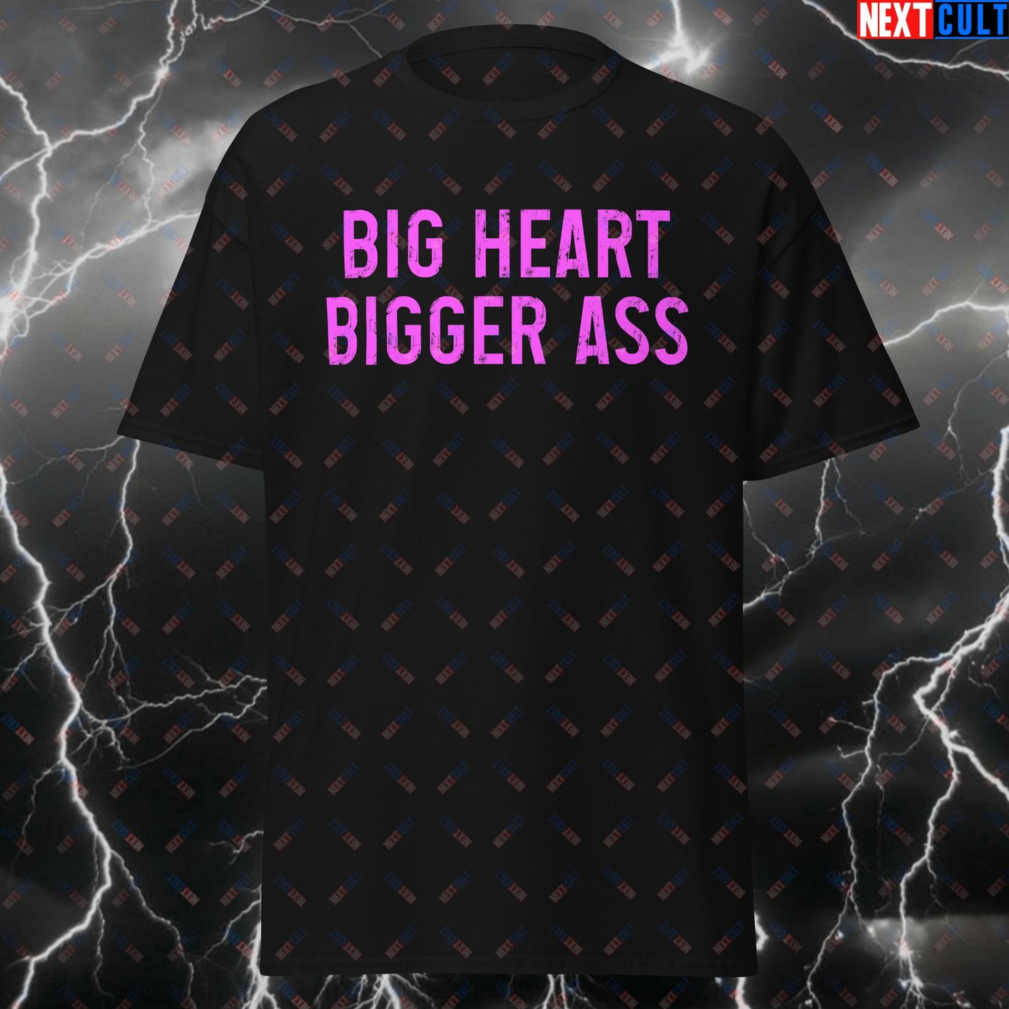 Big Heart Bigger Ass Gym T-Shirt - Funny Booty Workout Tee for Lifters, Bodybuilding & Fitness Meme Lovers Black T-shirts Bodybuilding Fitness Gym Leg Day Pump Cover Workout Next Cult Brand