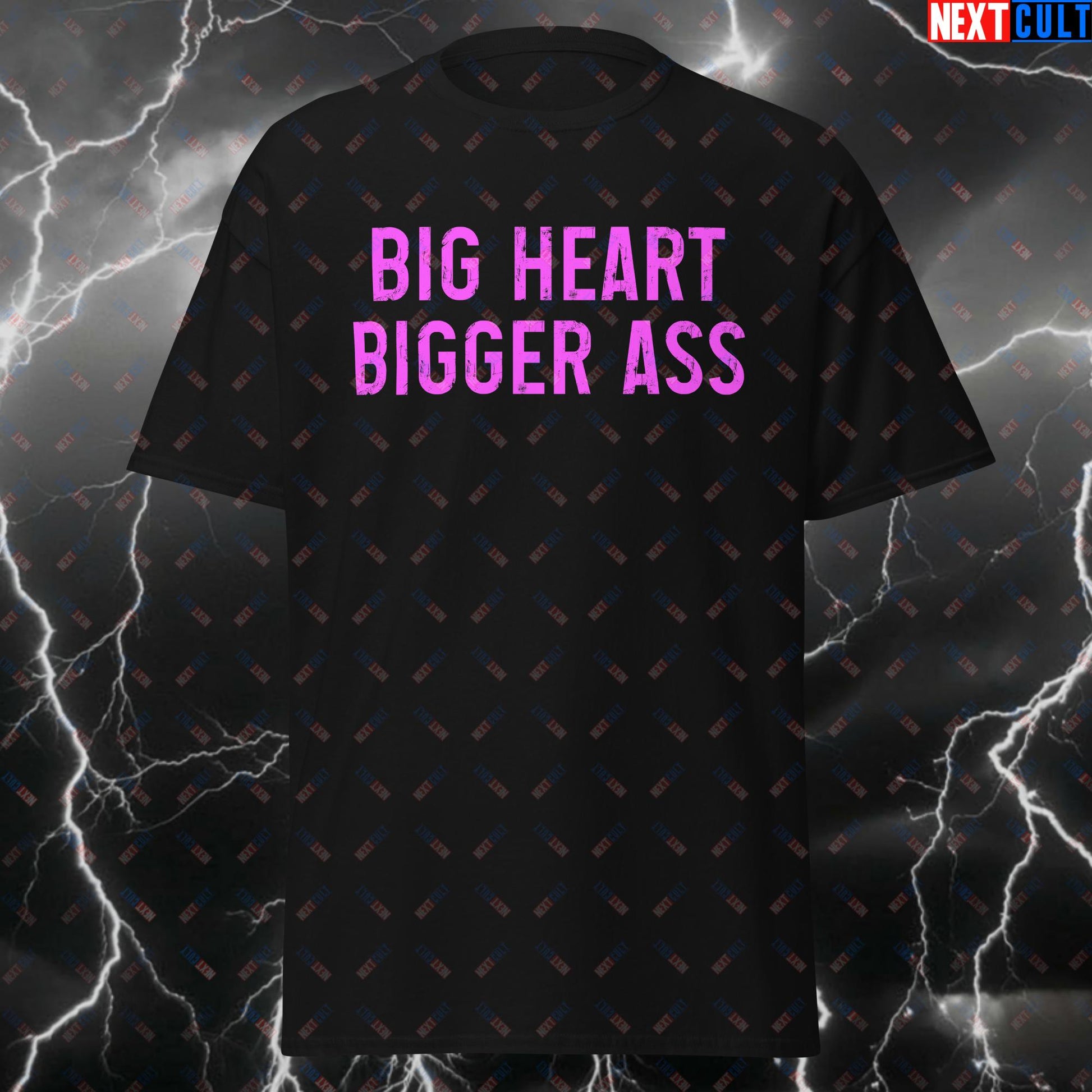 Big Heart Bigger Ass Gym T-Shirt - Funny Booty Workout Tee for Lifters, Bodybuilding & Fitness Meme Lovers Black T-shirts Bodybuilding Fitness Gym Leg Day Pump Cover Workout Next Cult Brand