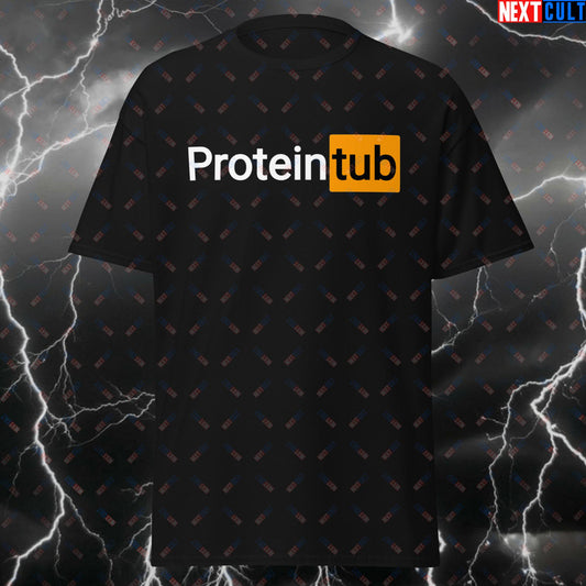 Funny Gym Bro T-Shirt - Protein Tub Meme Tee for Lifters, Bodybuilding & Fitness Fans - Workout Pump Cover for Protein Lovers T-shirts Bodybuilding Fitness Gym Pump Cover Workout Next Cult Brand