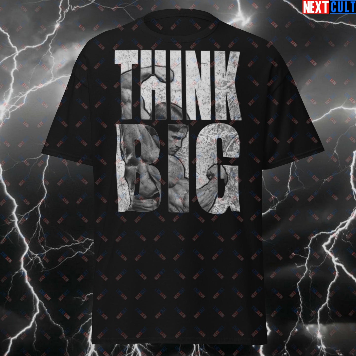 Think Big Funny Gym Arnold Meme T-Shirt – Workout & Bodybuilding Tee for Lifters – Pump Cover Fitness Top for Gymbros T-shirts Arnold Schwarzenegger Bodybuilding Fitness Gym Pump Cover Workout Next Cult Brand