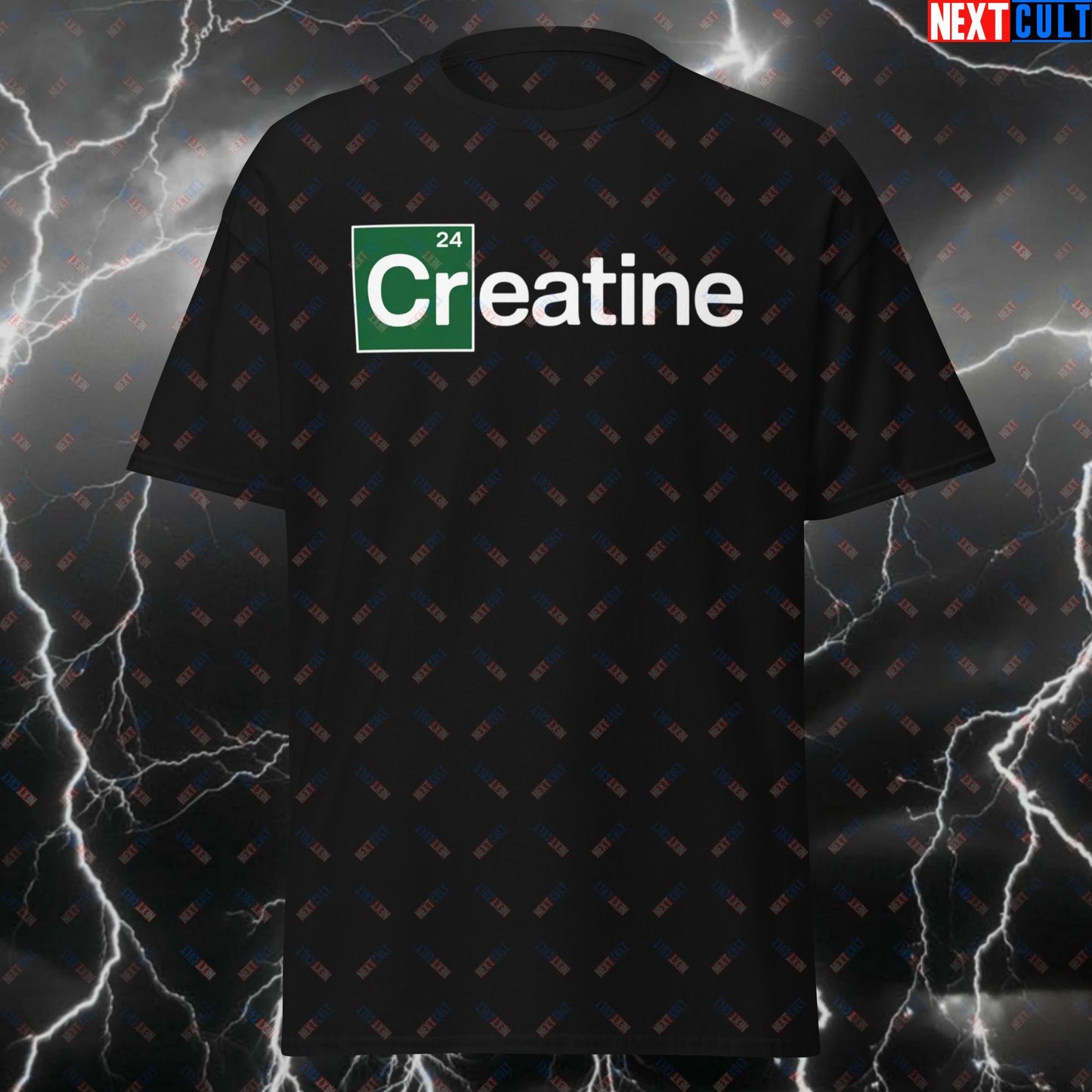 Funny Creatine T-Shirt - Gym Meme Tee for Lifters & Fitness Gains - Powered by Creatine Pump Cover Workout Top for Gymbros T-shirts Bodybuilding Breaking Bad Fitness Gym Pump Cover TV Workout Next Cult Brand