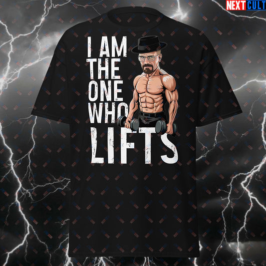I Am The One Who Lifts Gym T-Shirt – Funny Workout Tee for Powerlifting, Bodybuilding & Gymbros – Pump Cover Meme Tshirt T-shirts Bodybuilding Breaking Bad Fitness Gym Pump Cover TV Workout Next Cult Brand
