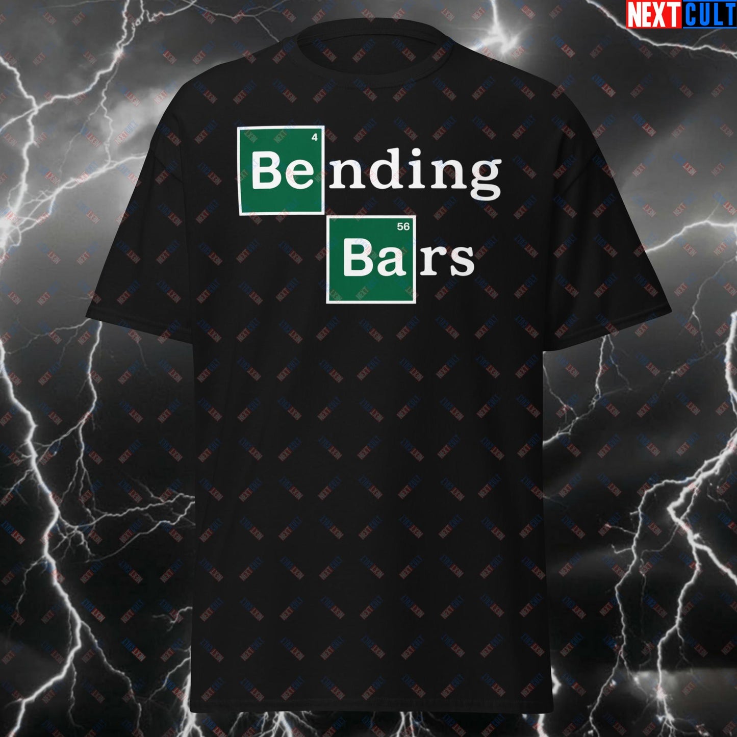 Bending Bars Gym Meme T-Shirt - Funny Barbell Pump Cover Tee for Squat Bench Deadlift, Workout Fitness Lifters & Gymbro Gains T-shirts Bodybuilding Breaking Bad Fitness Gym Powerlifting Pump Cover TV Workout Next Cult Brand