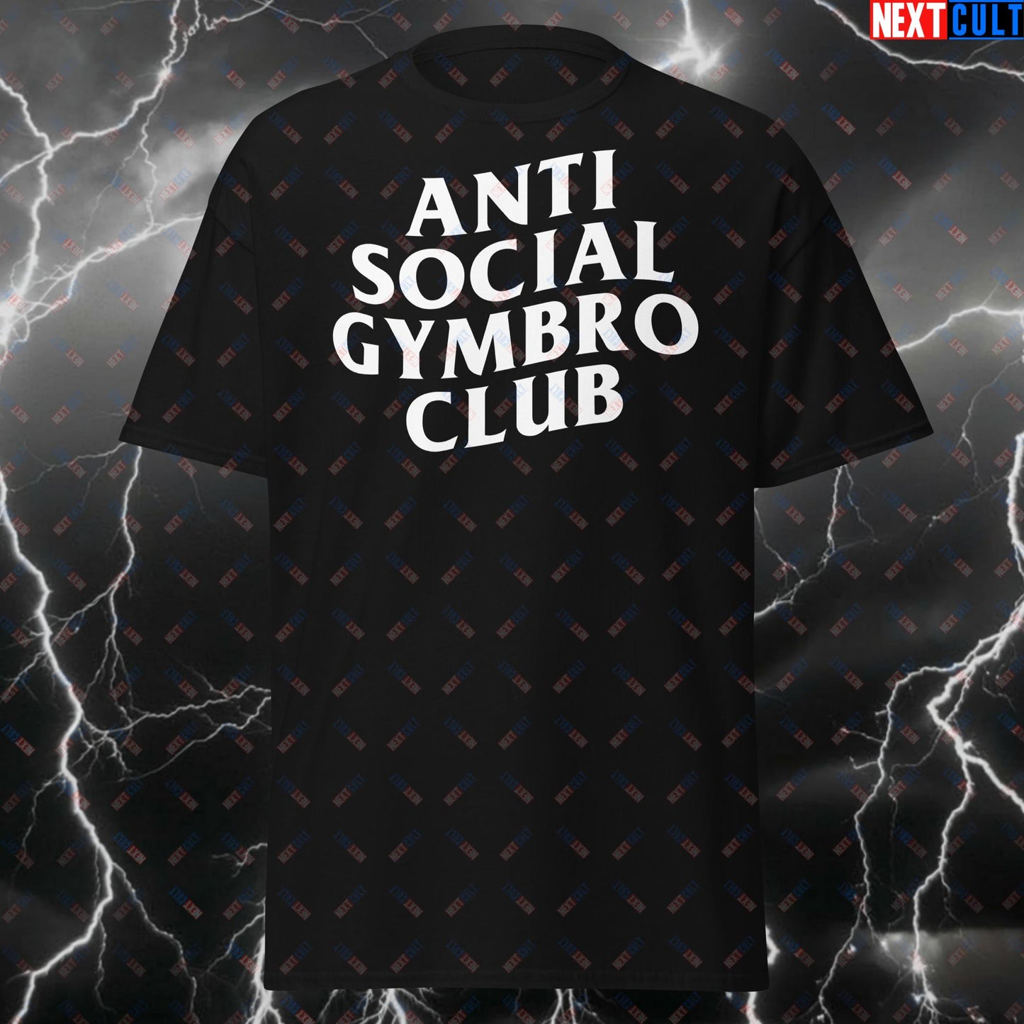 Anti Social Gymbro Club Funny Gym T-Shirt - Workout Tee for Lifters, Fitness Meme Shirt, Pump Cover Top for Bodybuilding T-shirts Bodybuilding Fitness Gym Home Gym Pump Cover Workout Next Cult Brand