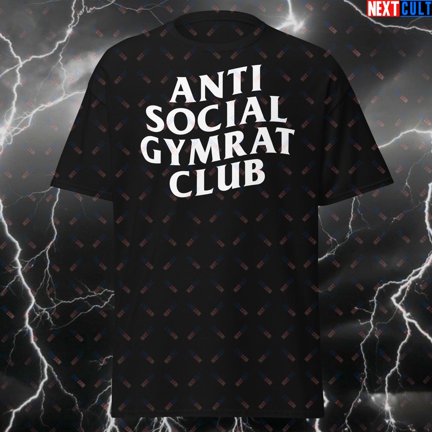 Anti Social Gymrat Club Funny T-Shirt - Gym Meme Tee for Lifters, Bodybuilding, Workout & Fitness- Pump Cover Tshirt Top T-shirts Bodybuilding Fitness Gym Gymrat Home Gym Pump Cover Workout Next Cult Brand