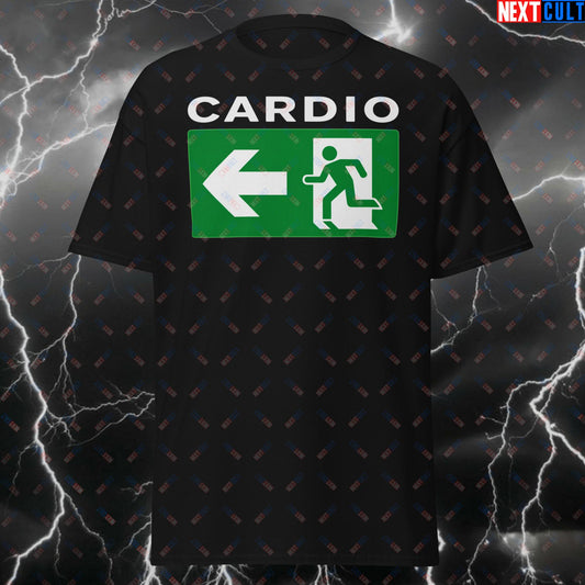 Funny Skip Cardio Gym T-Shirt - Exit Cardio Meme Tee for Lifters, Workout Fitness Tshirt, Pump Cover Top for Bodybuilding T-shirts Bodybuilding Cardio Fitness Gym Pump Cover Workout Next Cult Brand