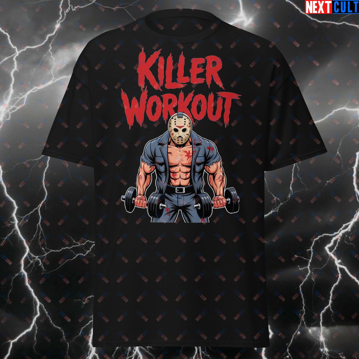Horror-Themed Killer Workout T-Shirt – Spooky Gym Tee for Fitness Enthusiasts, Halloween Lift Cover for Gym Buffs & Meme Fans T-shirts Bodybuilding Fitness Gym Halloween Pump Cover Workout Next Cult Brand