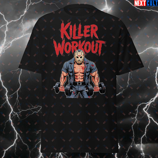 Horror-Themed Killer Workout T-Shirt – Spooky Gym Tee for Fitness Enthusiasts, Halloween Lift Cover for Gym Buffs & Meme Fans T-shirts Bodybuilding Films Fitness Gym Halloween Pump Cover Workout Next Cult Brand