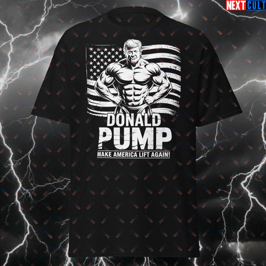 Funny Donald Pump Gym T-Shirt - Make America Lift Again Meme Tee - Workout Fitness Bodybuilding Gains Tshirt for Lifters T-shirts 4th of July Bodybuilding Donald Trump Fitness Gym Pump Cover Workout Next Cult Brand