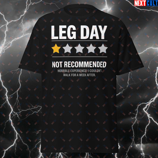 Negative Leg Day Review Funny Gym T-Shirt – Leg Day Sucks Meme Tee for Squats, Deadlifts & Gains – Fitness Pump Cover Tshirt T-shirts Bodybuilding Fitness Gym Leg Day Powerlifting Pump Cover Workout Next Cult Brand