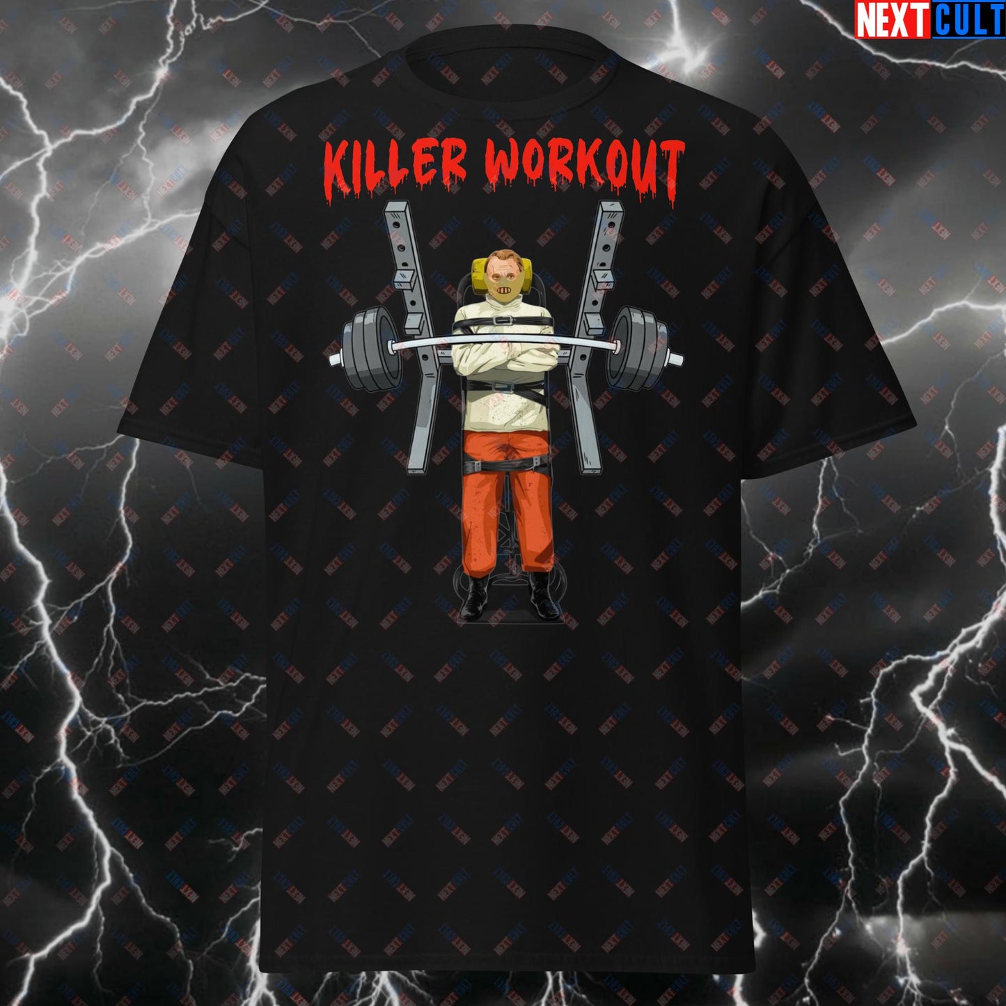 Killer Workout Horror T-Shirt – Scary Cannibal Gym Tee for Lifters & Gym Meme Fans – Funny Halloween & Fitness Pump Cover Top T-shirts Bodybuilding Fitness Gym Halloween Pump Cover Workout Next Cult Brand