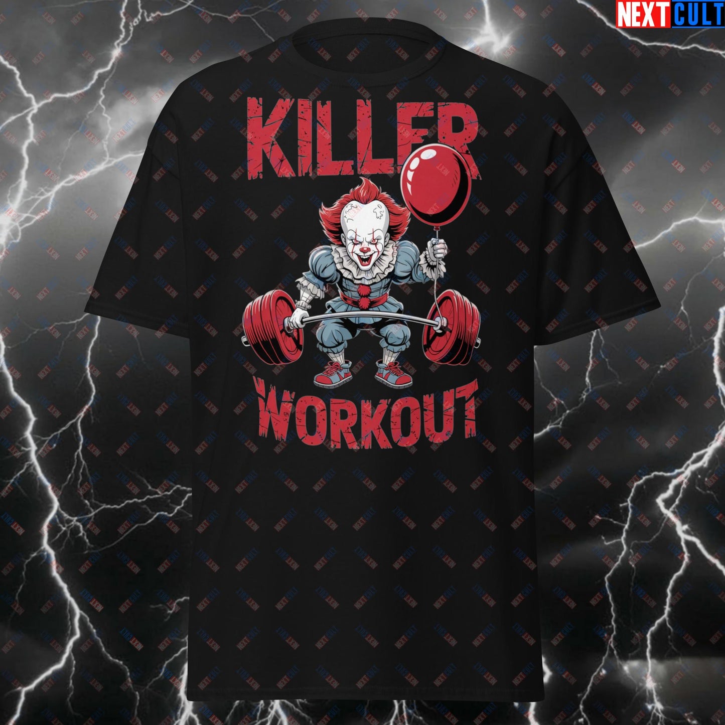 Killer Workout Horror Clown T-Shirt – Scary Gym Tee for Lifters, Bodybuilding & Halloween – Funny Fitness Meme Pump Cover Top T-shirts Bodybuilding Fitness Gym Halloween Pump Cover Workout Next Cult Brand