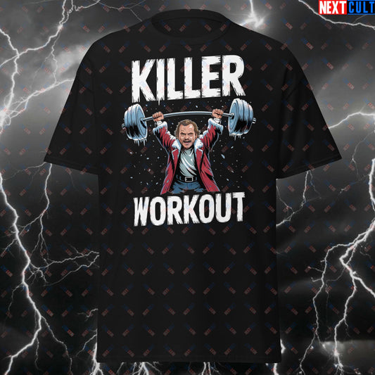 Killer Workout Horror Gym T-Shirt – Scary Pump Cover Tee for Lifters, Bodybuilding Funny Meme Top for Halloween & Fitness T-shirts Bodybuilding Films Fitness Gym Halloween Powerlifting Pump Cover Workout Next Cult Brand
