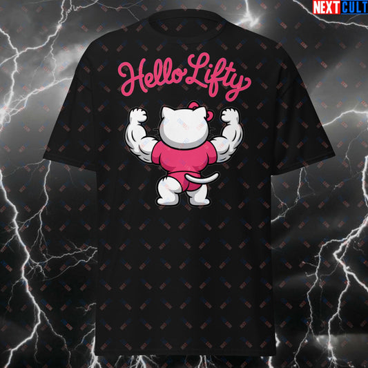 Hello Lifty Gym Cat Funny Workout T-Shirt – Pump Cover Tee for Lifters, Bodybuilding & Fitness Gains Meme Tshirt Top T-shirts Bodybuilding Fitness Gym Powerlifting Pump Cover TV Workout Next Cult Brand