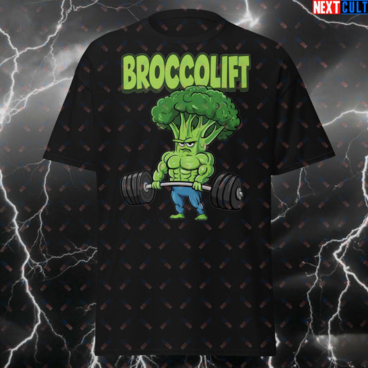 Broccolift Funny Gym T-Shirt - Eat Broccoli & Lift Tshirt for Fitness, Powerlifting & Gains - Meme Workout Tee Pump Cover Top T-shirts Bodybuilding Fast Food Fitness Gym Powerlifting Pump Cover Workout Next Cult Brand