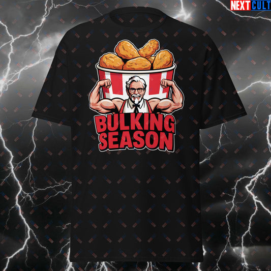 Bulking Season Funny Gym T-Shirt - Chicken Wings & Gains Tee for Lifters, Workout Pump Cover, Bodybuilding Meme Tshirt T-shirts Bodybuilding Bulking Fast Food Fitness Gym Pump Cover Workout Next Cult Brand