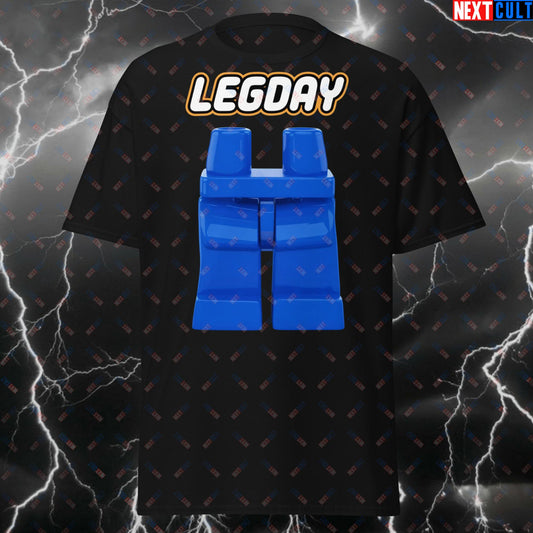 Legday Gains Funny Gym T-Shirt - Squats & Deadlifts Workout Tee for Lifters, Pump Cover Top for Gymbros & Fitness Meme Lovers T-shirts Bodybuilding Fitness Gym Leg Day LEGO Pump Cover Workout Next Cult Brand