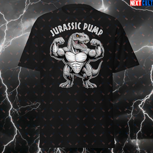 Jurassic Pump Gym Dinosaur Funny T-Shirt - Meme Workout Tee for Lifters, Bodybuilding & Powerlifting Gymbro Gains T-shirts Bodybuilding Films Fitness Gym Pump Cover Workout Next Cult Brand