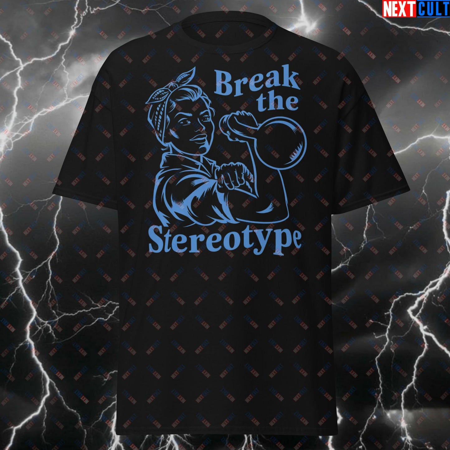 Break The Stereotype Gym Girl T-Shirt - Funny Strong Woman Kettlebell Tee - Workout Fitness Meme Top for Lifters & Gains T-shirts Bodybuilding Fitness Gym Pump Cover Workout Next Cult Brand