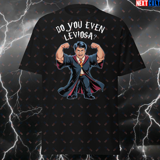 Funny Gym Wizard T-Shirt - Do You Even Leviosa? Workout Tee for Lifters - Magic & Gains Pump Cover Top - Meme Fitness Tshirt T-shirts Bodybuilding Books Films Fitness Gym Harry Potter Pump Cover Workout Next Cult Brand