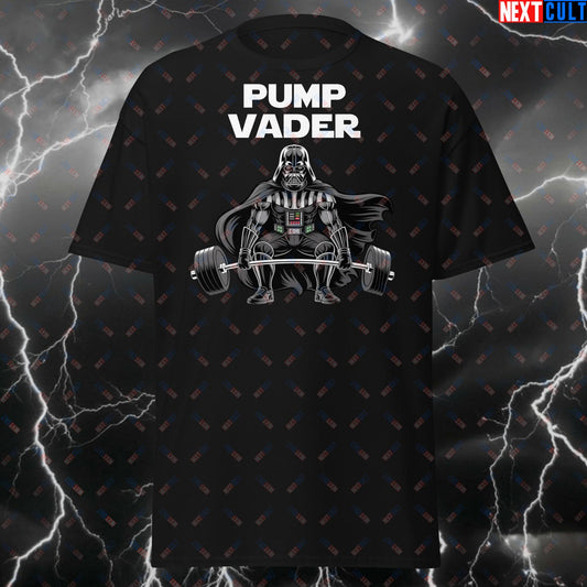 Pump Vader Gym Villain T-Shirt - Sci-Fi Gym Emperor Tee for Deadlift Gains, Funny Workout Meme Top for Lifters & Gymbros T-shirts Bodybuilding Darth Vader Fitness Gym Pump Cover Star Wars Workout Next Cult Brand
