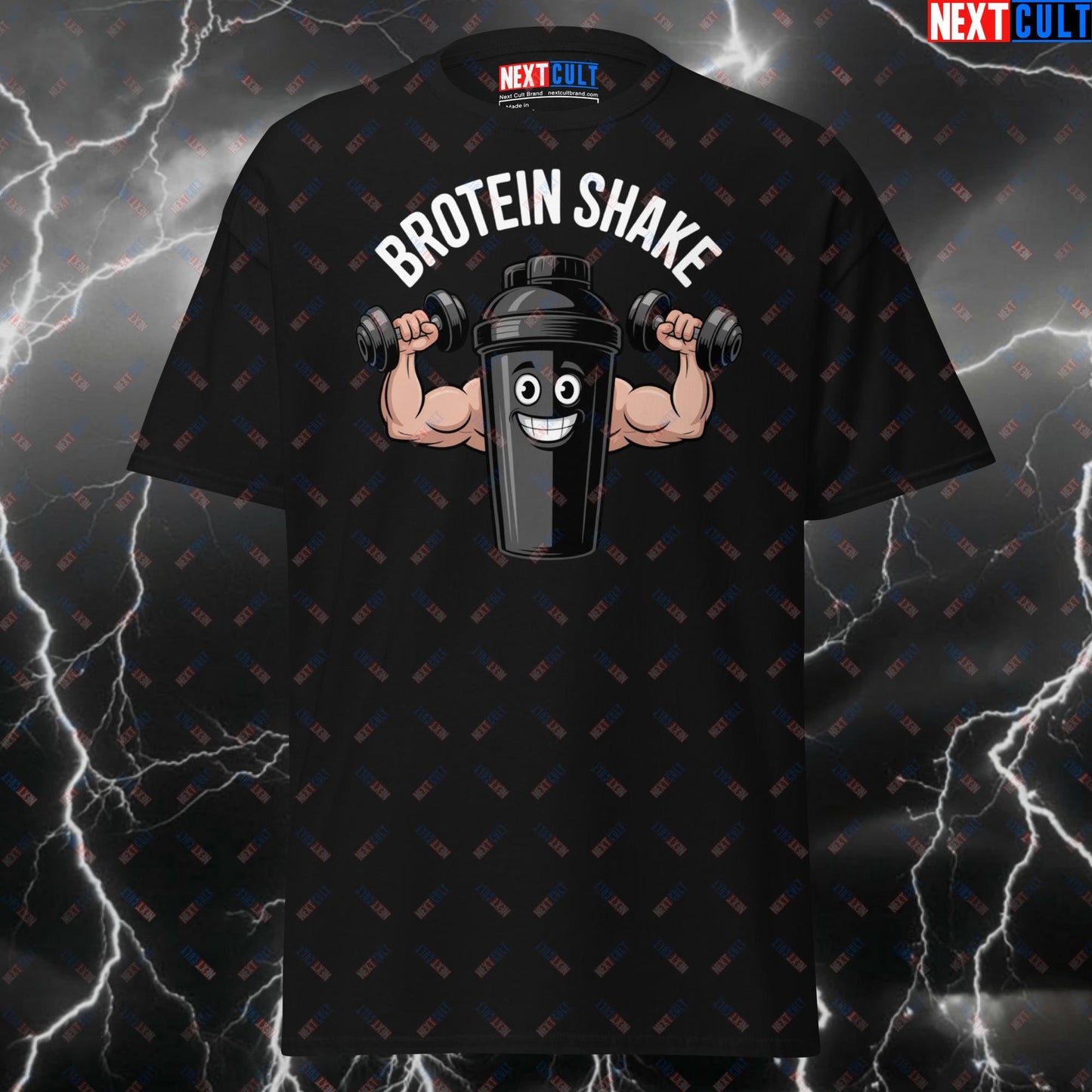 Funny Gym Shirt for Men - Brotein Shake Pump Cover T-Shirt - Gym Meme Tee for Workout & Fitness Gains - Lifters & Gymbros Top T-shirts Bulking Fast Food Fitness Gym Pump Cover Workout Next Cult Brand