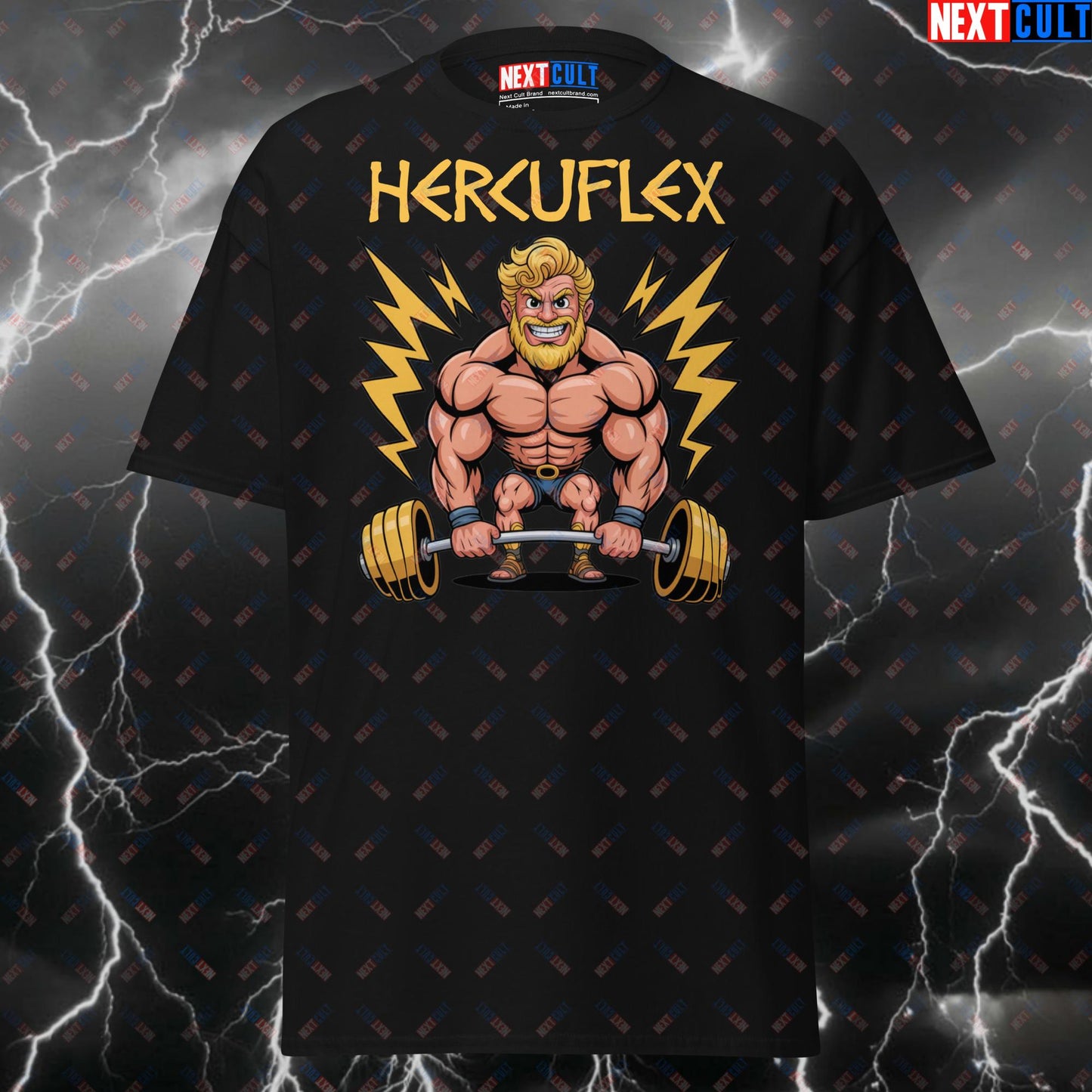 Funny Gym Shirt for Men - Hercuflex Hercules Pump Cover T-Shirt - Gym Meme Tee for Lifters, Bodybuilding & Powerlifting Gains T-shirts Ancient Greece Films Fitness Gym Pump Cover Workout Next Cult Brand