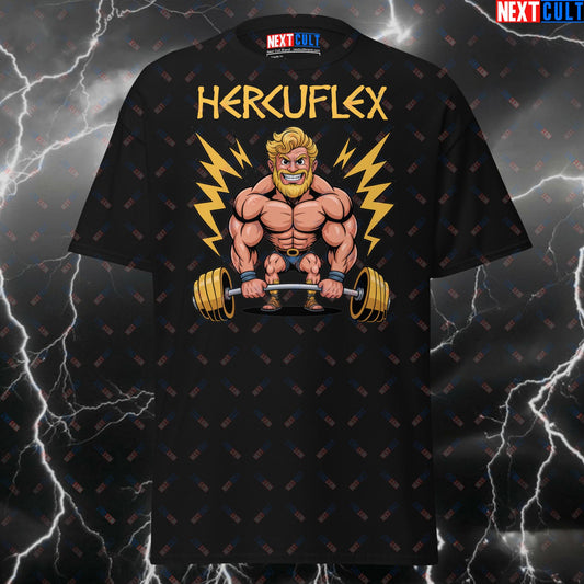 Funny Gym Shirt for Men - Hercuflex Hercules Pump Cover T-Shirt - Gym Meme Tee for Lifters, Bodybuilding & Powerlifting Gains T-shirts Ancient Greece Films Fitness Gym Pump Cover Workout Next Cult Brand