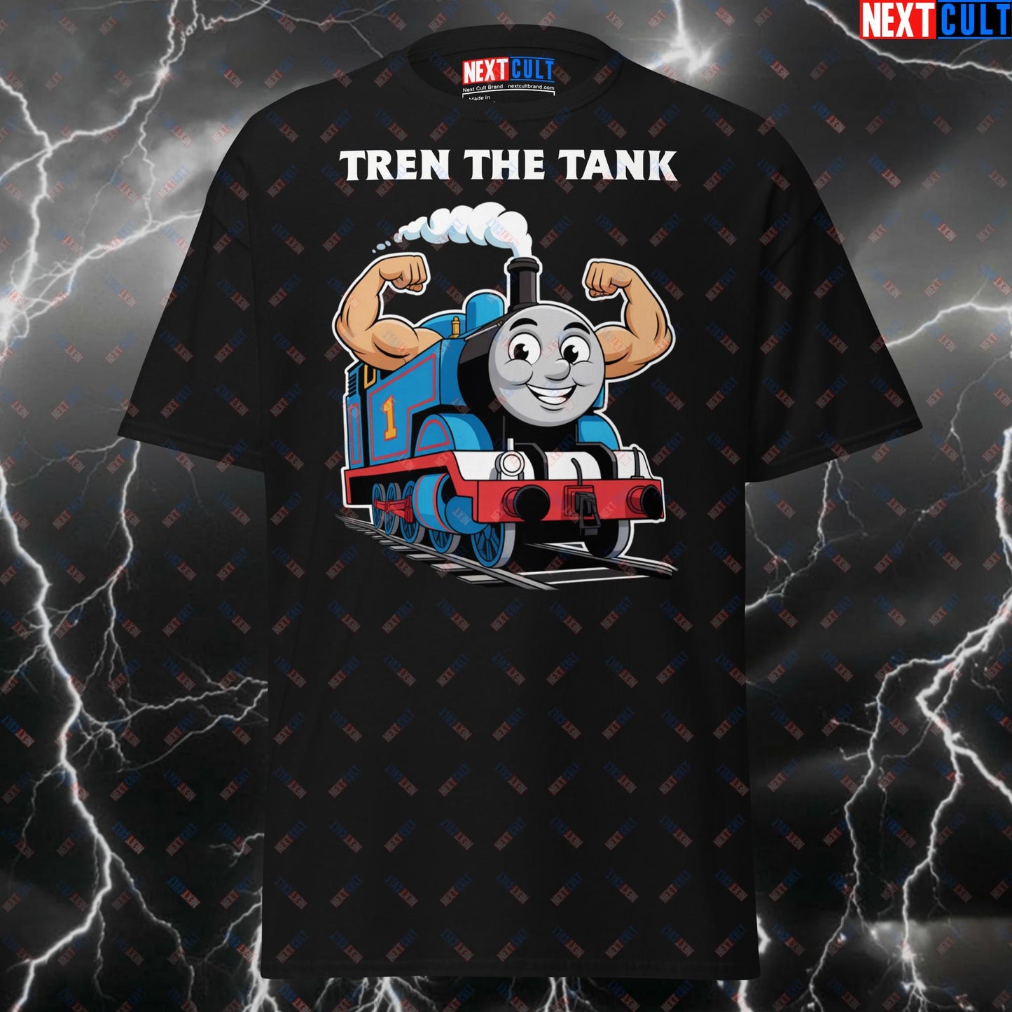 Funny Gym Shirt for Lifters - Tren The Tank Pump Cover T-Shirt - Gym Meme Tee for Bodybuilding, Powerlifting & Fitness Gains T-shirts Fitness Gym Pump Cover Steroids TV Workout Next Cult Brand