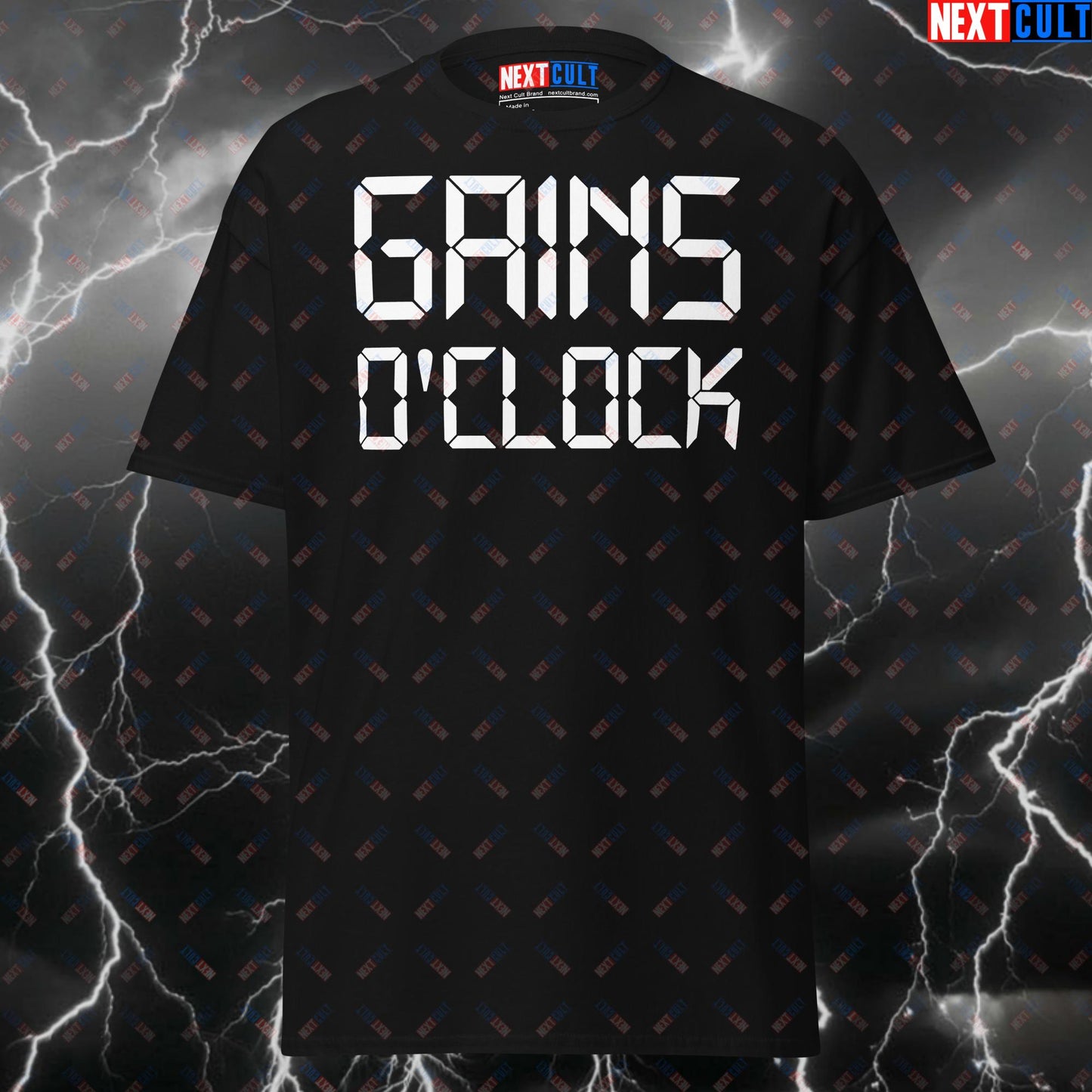 Funny Gym Shirt for Men - Gains O'clock Pump Cover T-Shirt - Gym Time Meme Tee for Lifters & Gymbros T-shirts Fitness Gym Pump Cover Workout Next Cult Brand